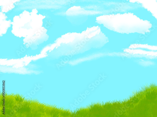 green grass and blue sky 