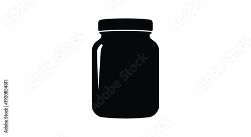 Black mason jar graphic simple design and stark contrast silhouette