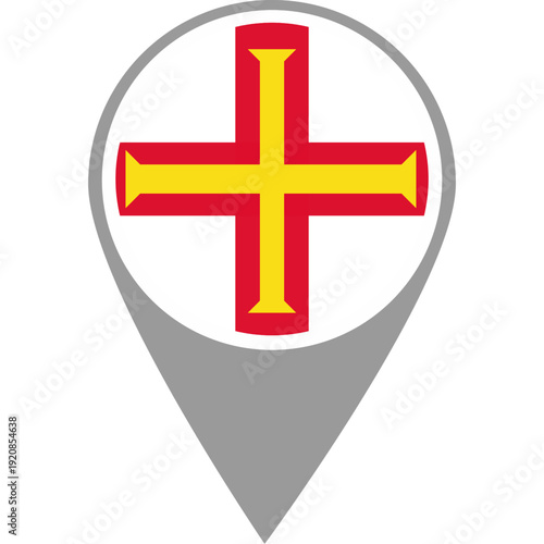 Guernsey flag location pin, Guernsey flag on location pin, Guernsey map pointer in high quality