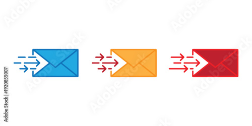 Fast Email Delivery Envelope Icon Set in Minimal Line Vector Style.