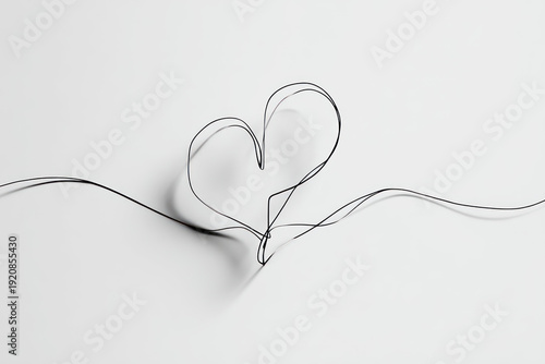 Heart Shaped Wire on White Background