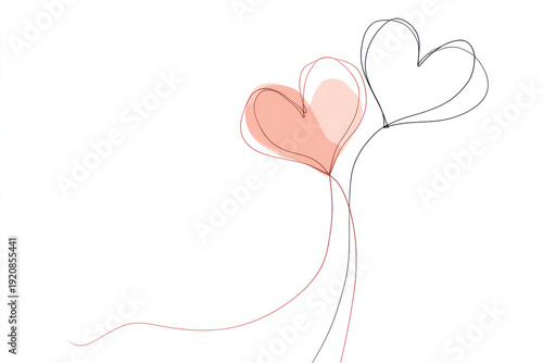 Heart Balloons Floating on White Background
