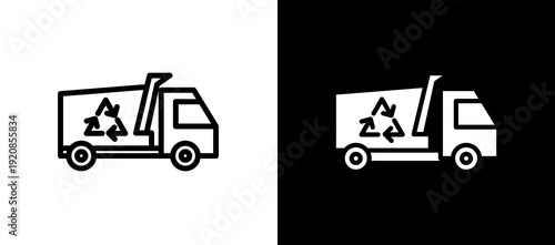 Recycling Truck whiteblack icon