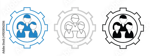 teamwork icon set, management cohesion symbol, vector isolated on a white background