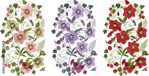 A vintage pink rose and butterfly seamless floral  vector creates a nature-inspired summer wallpaper illustration for elegant spring decoration