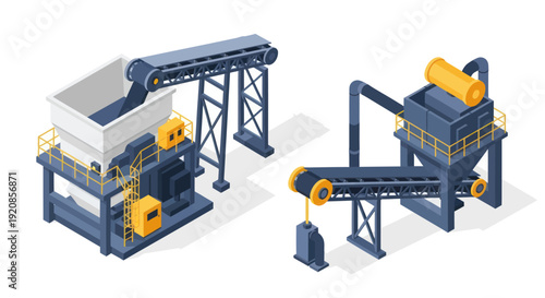 Industrial machinery conveyor belt system illustration.