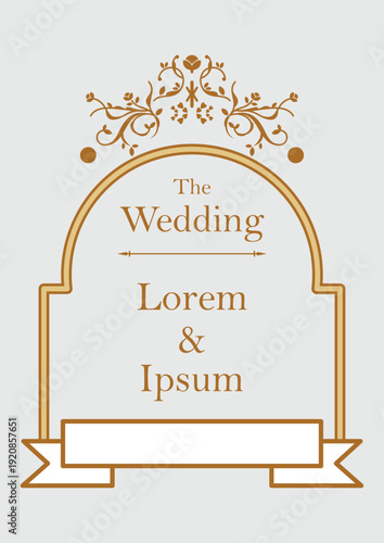 Simple cover of wedding invitation with kawai ornaments
