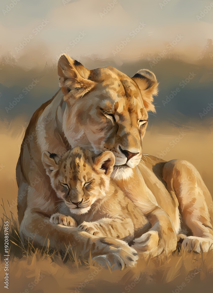 Obraz premium lioness and cubs