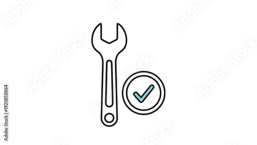 Maintenance completed icon shows a simple line art wrench paired with a circular checkmark to represent successful repair.
