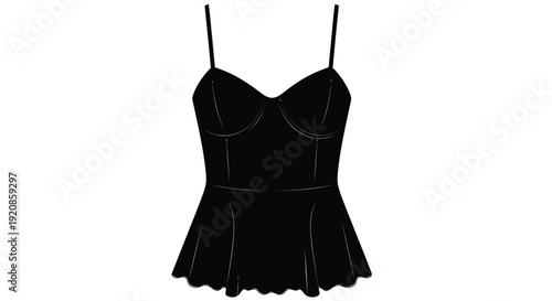 The black spaghetti-strap camisole top displays a sweet bodice.