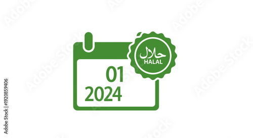Green calendar icon with Islamic date stamp for January 2024.