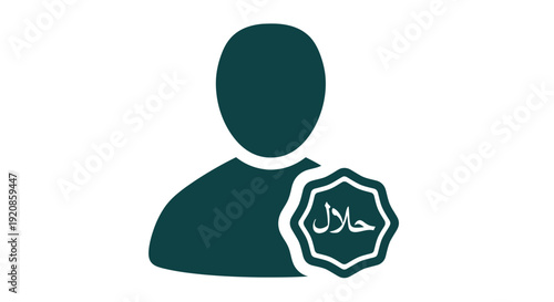 Halal certification logo on a person icon symbolizing compliance.