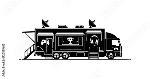 Modern Media Production Tour Bus Vector Illustration