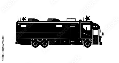 Black Vector RV or Camper Van Silhouette