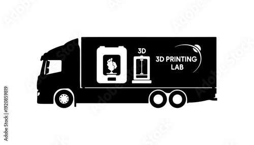 3D Printing Lab Mobile Truck Vector Illustration