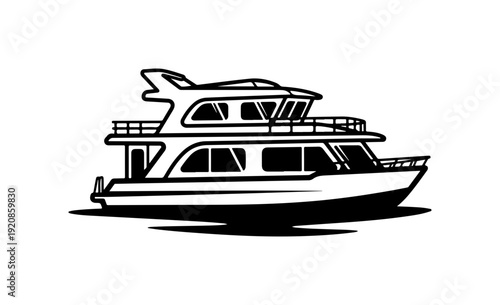 Elegant Modern Motor Yacht Vector Illustration