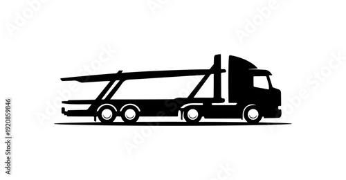 Flatbed Tow Truck Vector Silhouette