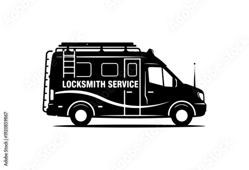 Locksmith Service Van Vector Illustration