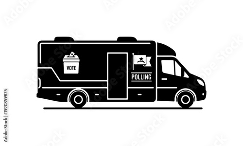 Polling Station Voting Bus Vector Illustration