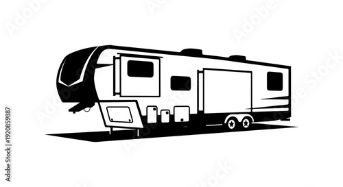 Modern RV Black Silhouette Vector Art