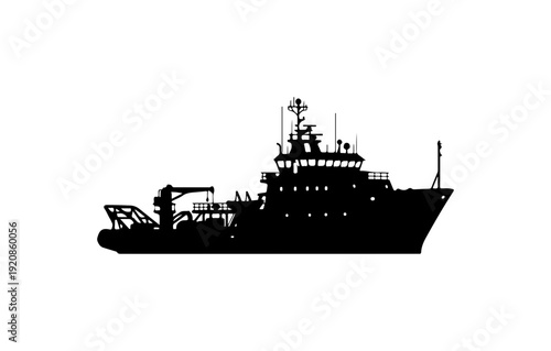 Black Vector Ship Silhouette Graphic