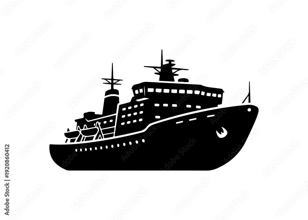 Obraz premium Modern Cruise Ship Vector Silhouette