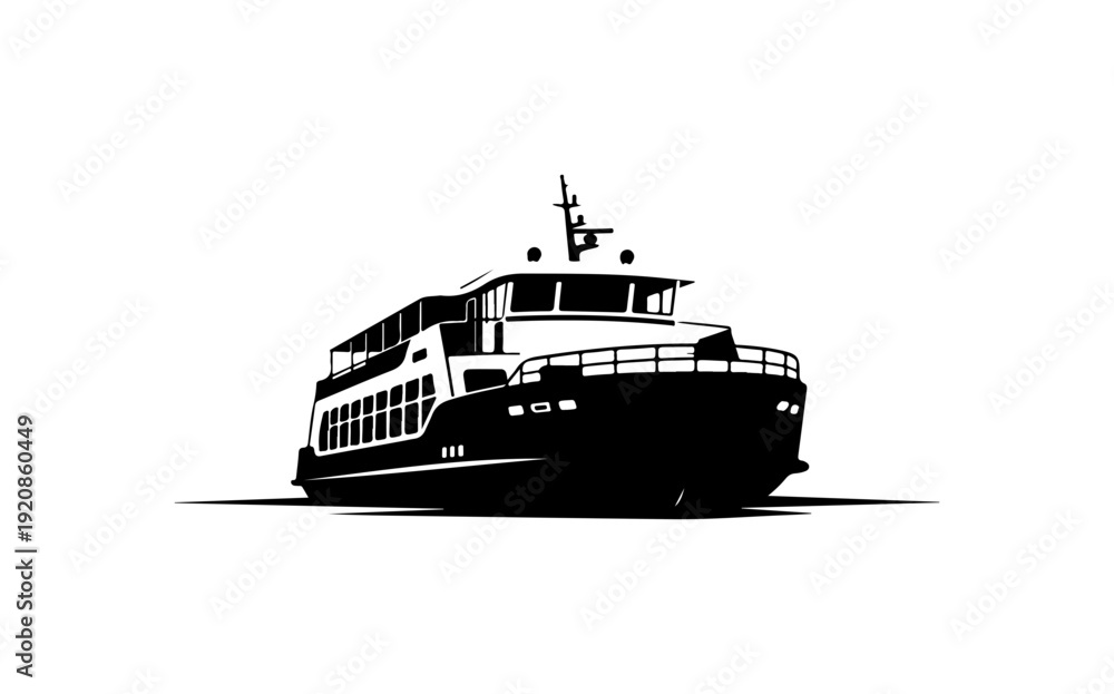 Obraz premium Modern Passenger Ferry Vector Silhouette