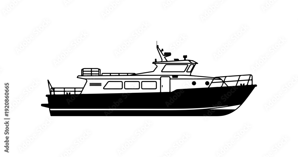 Fototapeta premium Modern Passenger Boat Vector Silhouette