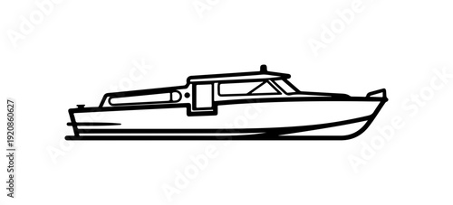 Black Vector Motorboat Silhouette