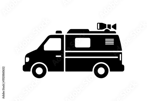 News Van Broadcast Vehicle Silhouette