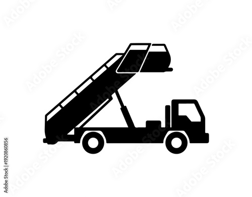 Aircraft Boarding Stair Truck Vector Silhouette
