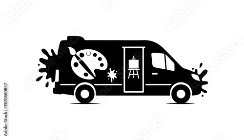 Creative Van Silhouette with Art Supplies