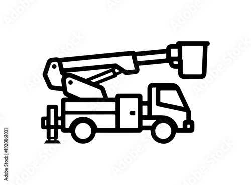 Cherry Picker Truck Vector Silhouette Illustration