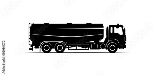 Black Tanker Truck Vector Silhouette