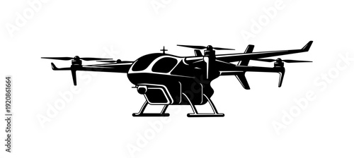 Black Vector VTOL Drone Silhouette