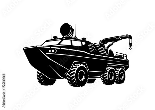 Black Tow Truck Vector Silhouette