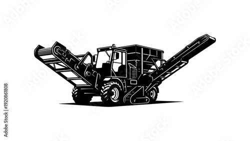 Heavy Duty Construction Screening Machine Vector Art
