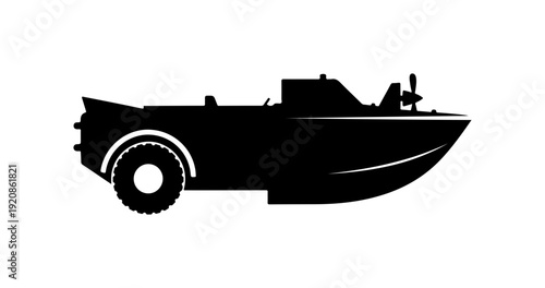 Amphibious Vehicle Vector Silhouette