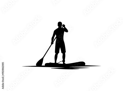 Silhouette of Person Paddleboarding
