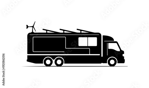 Solar Powered Mobile Home Vector Illustration
