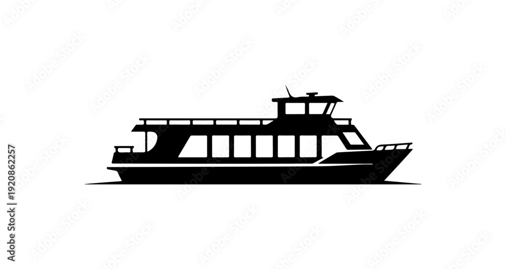 Obraz premium Modern Passenger Ferry Vector Silhouette