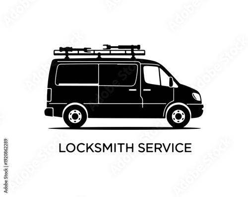 Locksmith Service Van Vector Illustration