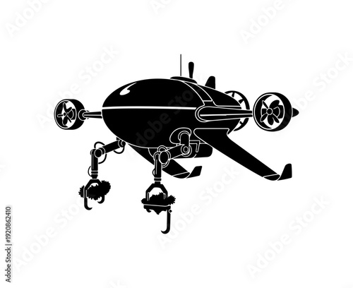 Futuristic Steampunk Submarine Vector Art