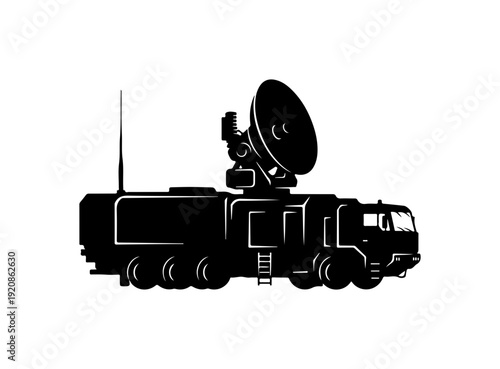 Military Satellite Communication Truck Silhouette