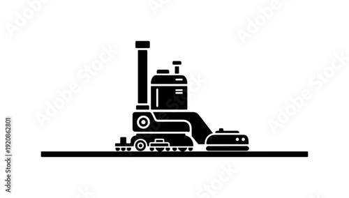 Steam Train and Vehicle Silhouette Vector Art