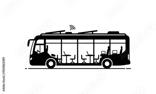 Modern Bus with WiFi and Office Interior