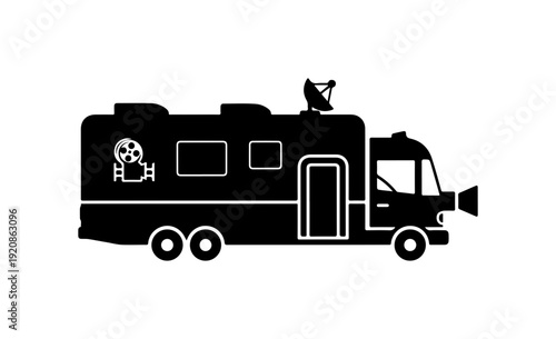 Black Vector Movie Camera RV Silhouette