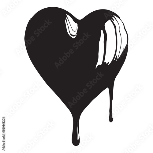 Edgy collection of black hearts that appear to be melting or dripping, creating a gothic, graffiti, or liquid ink effect.