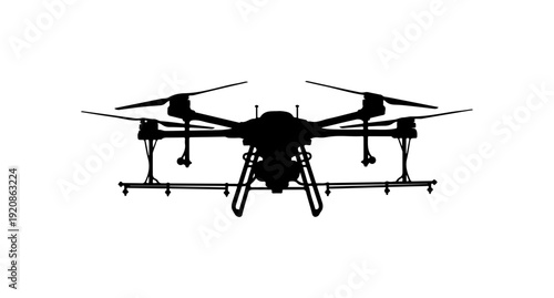 Hexacopter Drone Vector Silhouette