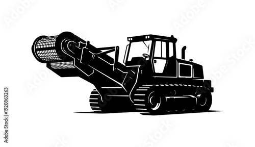 Heavy Machinery Backhoe Loader Vector Illustration